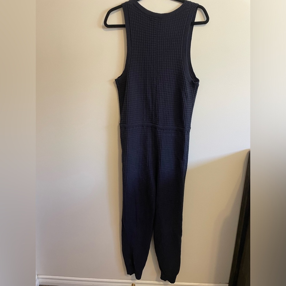 SMASH+TESS- waffle-knit romper, navy, medium - Picture 2 of 4